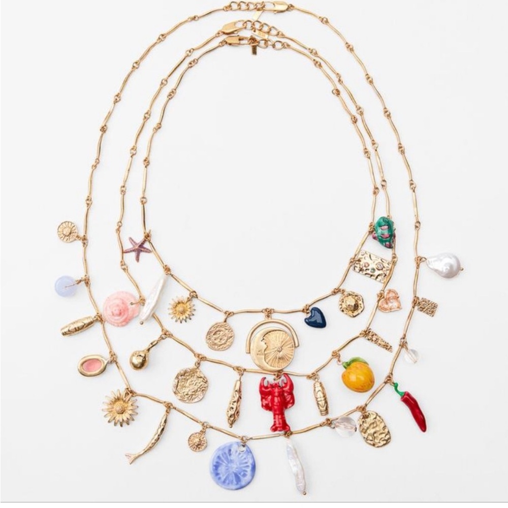 Zara 3 pack Gold Charm Necklaces